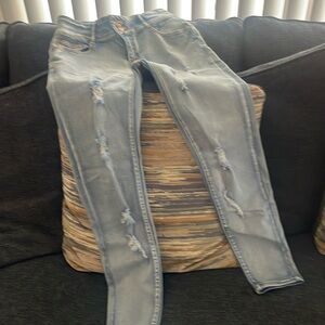 Ankle length, never worn and lightly tattered. High stretch.